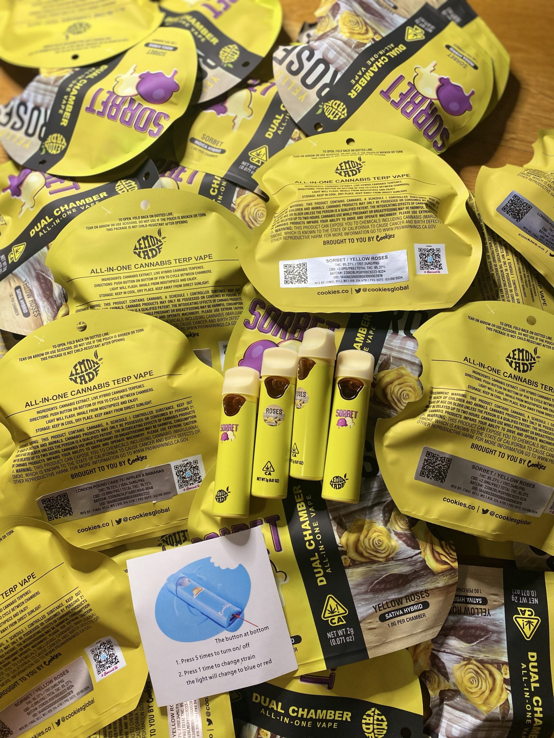 Cookies lemon Dual Chamber All-in-One THC Live Resin och Liquid Diamonds 0,5g+0,5g (1g)